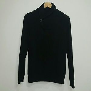 Black zipper shawl collar large men's sweater